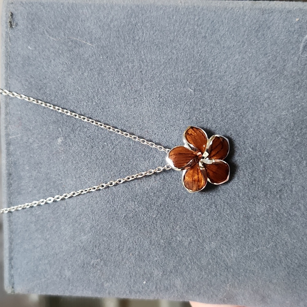 Plumeria Sterling Silver Koa Inlay Pendant